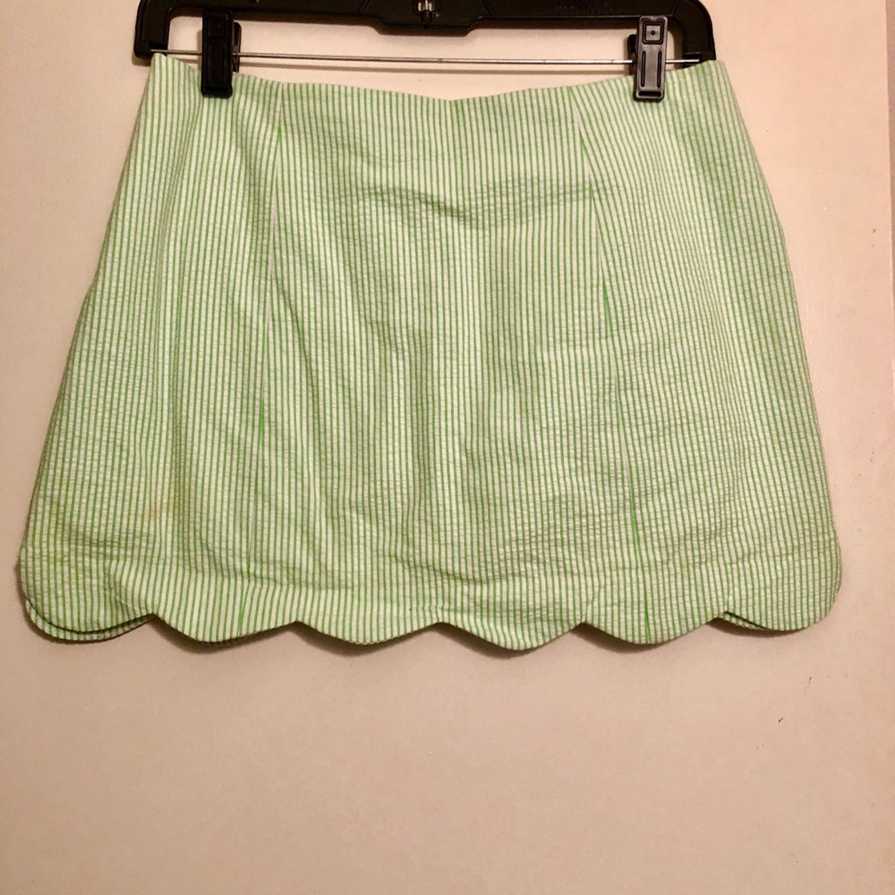 Lilly Pulitzer Green Seersucker Skirt NWOT